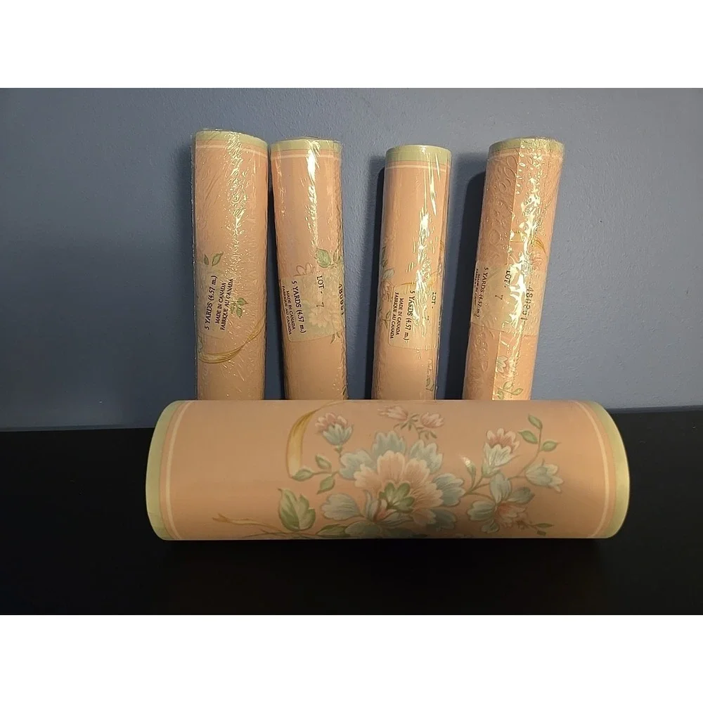 Wallpaper Border Vintage 90s Floral Pink Pastel 5 Yards Lot Of‎ 5 CANADA